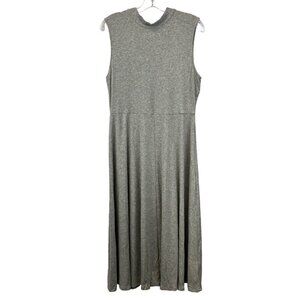 Who What Wear Womens Mock Neck Sleeveless A-Line Midi Dress Back Tie Neck Gray L